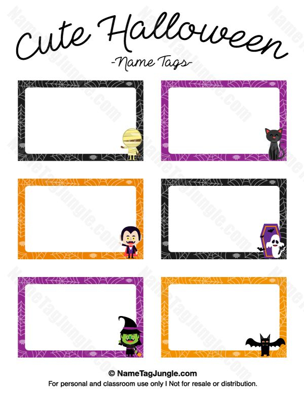 Free Printable Cute Halloween Name Tags The Template Can Also Be Used 