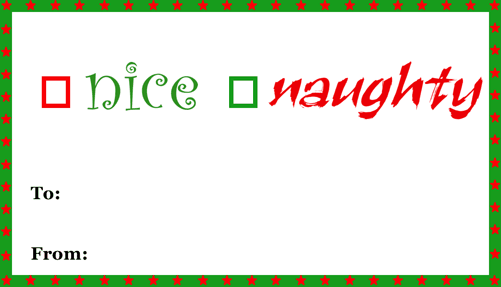 Nice Naughty Gift Tag Printable Gift Tag