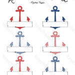 Free Printable Anchor shaped Name Tags With A Nautical Red White And