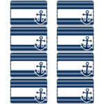Free Navy Blue Horizontal Striped Nautical Name Tags Printable Treats