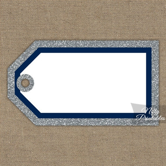 Navy Blue Gift Tags Printable Blank Favor Tags Blue Silver