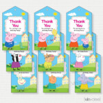 Editable Peppa Pig Thank You Favour Tags Pink Font 9 Designs