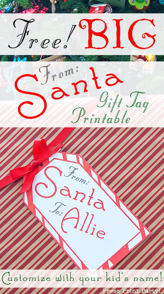 BIG Free Printable Christmas Gift Tag Press Print Party Christmas 