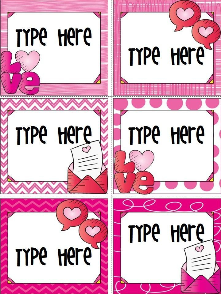 Editable Labels Valentine s Day Labels Bright Pink Valentines Tags 