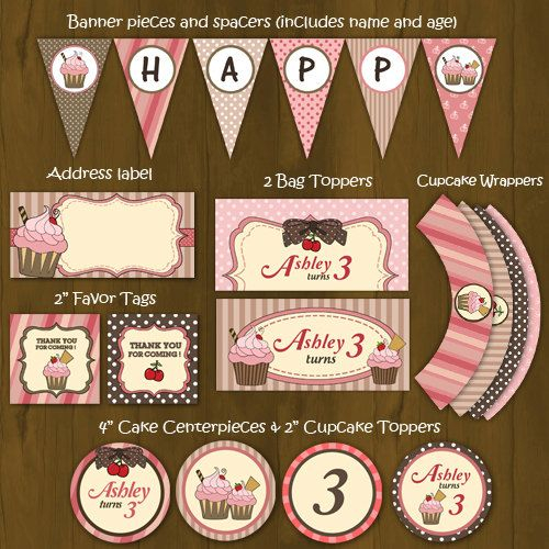 Free Printable Brown And Pink Birthday Decprations Google Search 