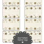 Vintage Brown Star Pattern Name Tags From PrintableTreats Star