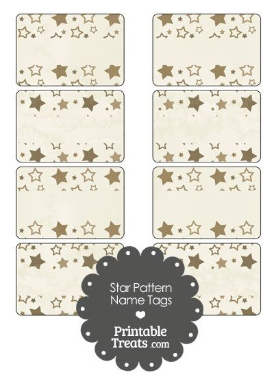 Vintage Brown Star Pattern Name Tags From PrintableTreats Star 