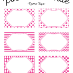Free Printable Pink And White Name Tags Featuring Patterns Like