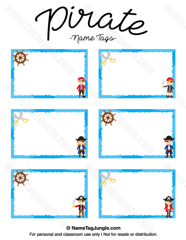 Free Printable Pirate Name Tags The Template Can Also Be Used For 