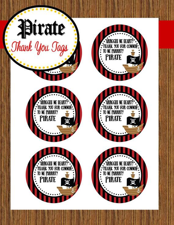 PIRATE Birthday Party Thank You Tags Pirates By KROWNKREATIONS 2 50 