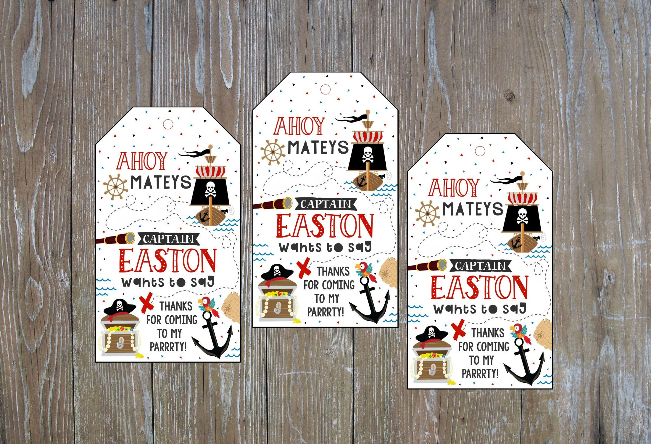 EDITABLE Pirate Thank You Tags Pirate Party Favors Pirate Etsy