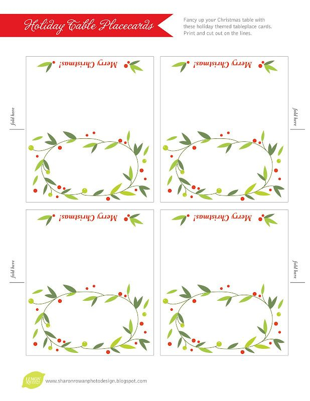 Place Cards Free Place Card Template Christmas Card Templates Free 