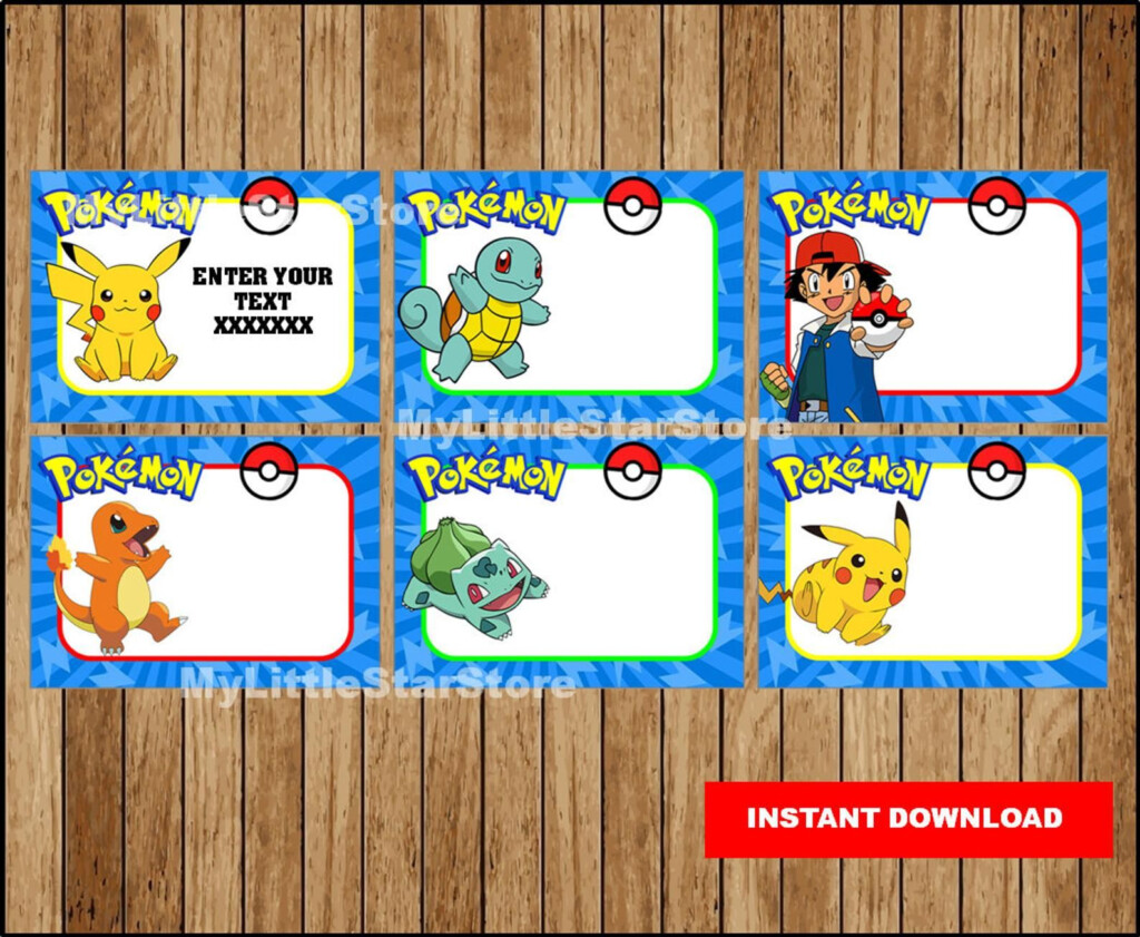 Pokemon Book Labels Printable Pokemon Party Tags Cards Pokemon Back 