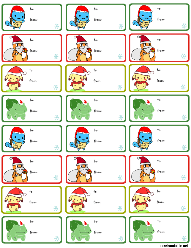 Printable Pokemon Holiday Gift Tags Navide o Feria