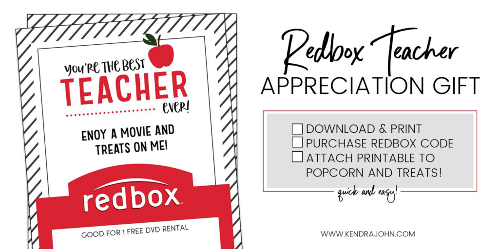 Free Redbox Teacher Appreciation Printable Kendra John Designs 