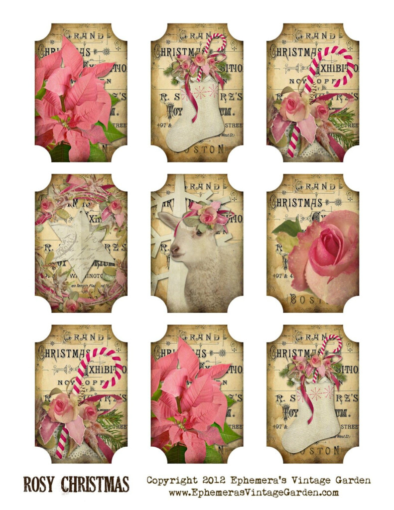 Ephemera s Vintage Garden Free Printable Rosy Christmas Gift Tags 
