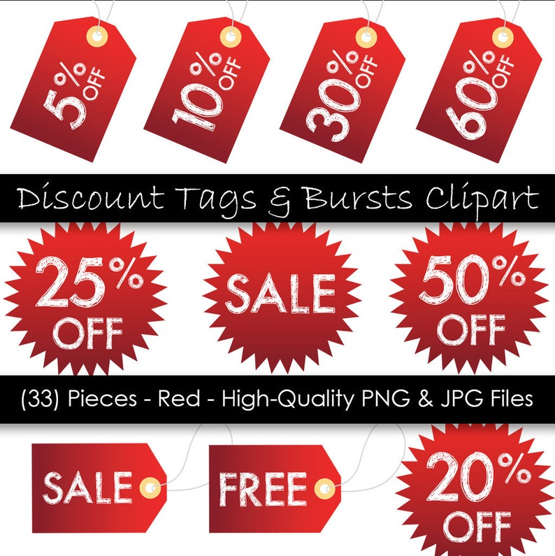 Price Tag Clipart Printable Hang Tags Red Sale Tags 33 Etsy