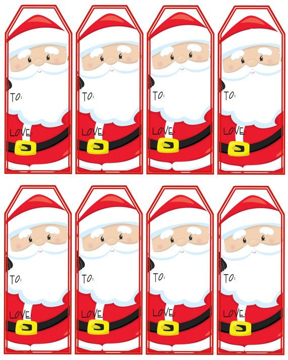 Santa Claus Gift Tags Printable Christmas By Pinkowlpartydesign 