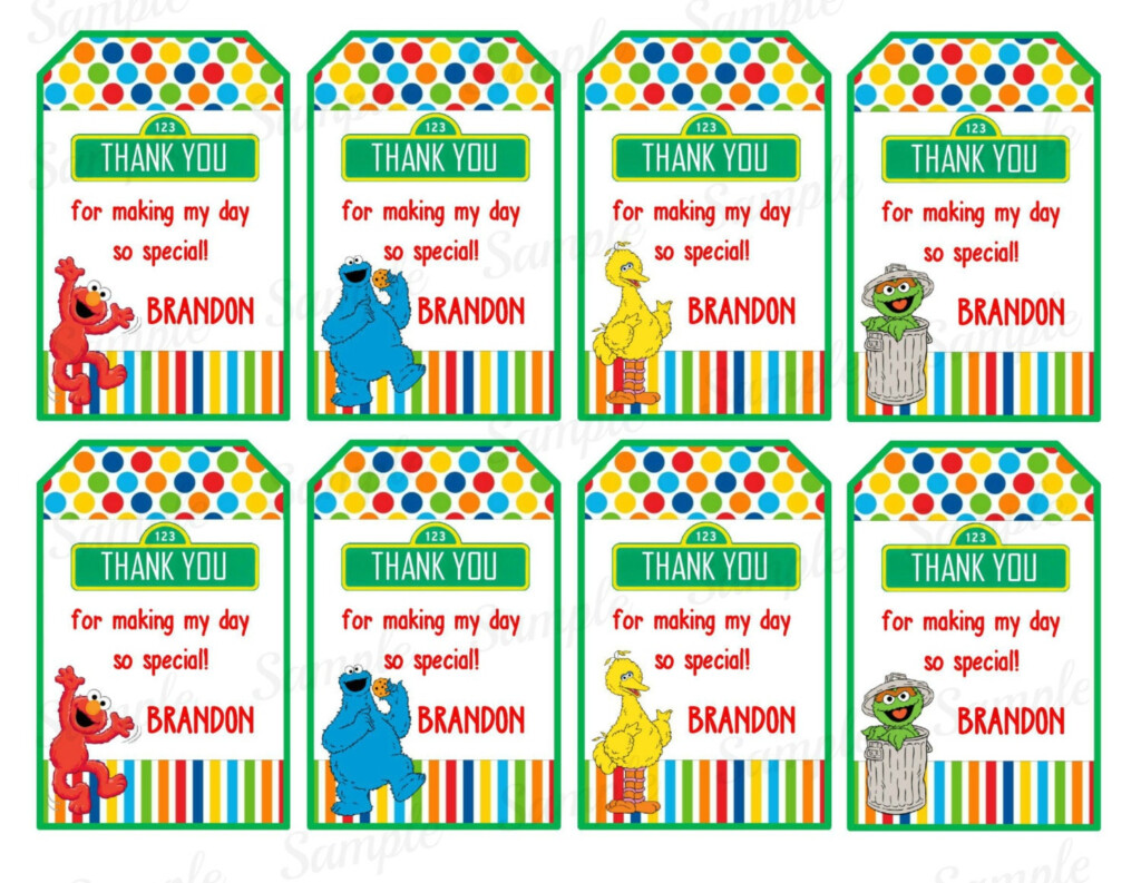 Sesame Street Thank You Tag Card File Digital Birthday