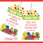 EDITABLE PDF Sesame Street Favor Tag Thank You Tag