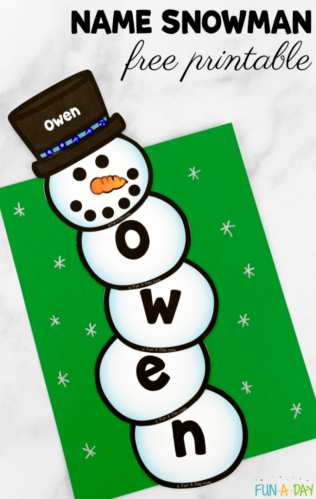 Name Snowman Preschool Craft And Free Printable Winter Activities For 