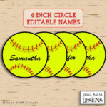 4 Softball Tags With Editable Names INSTANT DOWNLOAD DIY Etsy