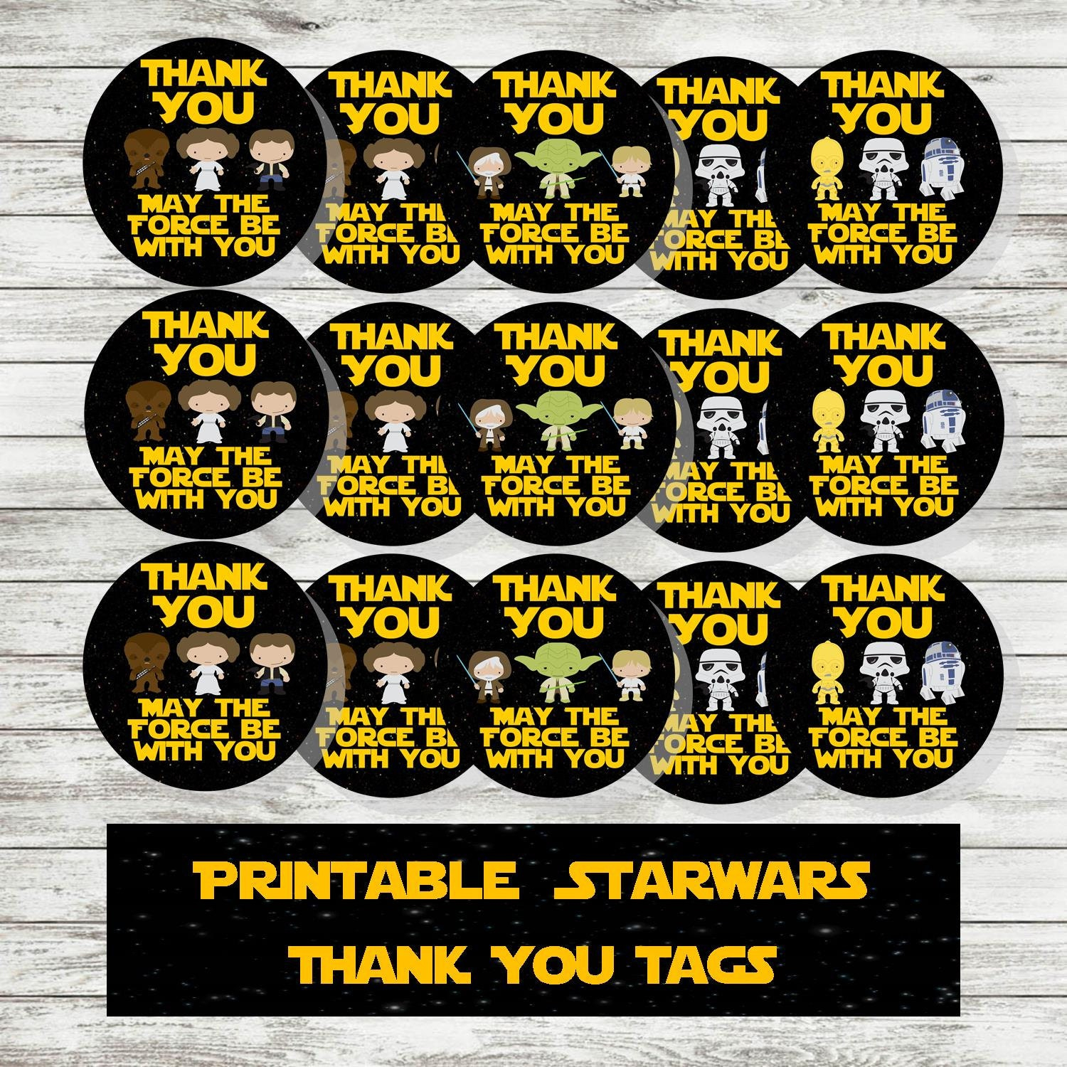 STAR WARS Thank You Favor Tags Printable Download Custom