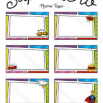 Free Printable Superhero Name Tags Each Name Tag Features A Comic Book