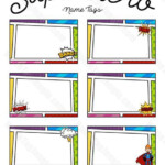 Free Printable Superhero Name Tags Each Name Tag Features A Comic Book