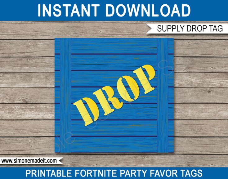 Fortnite Supply Drop Party Tags Template Birthday Party Printables 