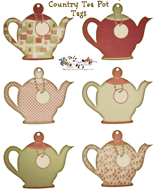 Country Tea Pot Tags Tea Crafts Handmade Gift Tags Tea Pots