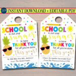 School s Out Summer Is Here Teacher Thank You Tags Teacher