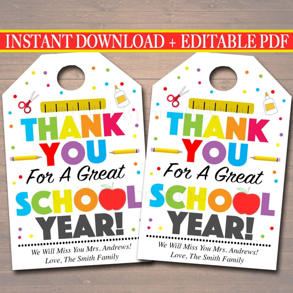 EDITABLE Thank You Tags Teacher Appreciation Thank You Note Etsy In 