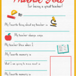 Thank You Teacher A Free Printable Stay At Home Mum