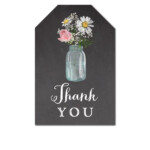 Thank You Tags Chalkboard Mason Jar Flowers Rustic Favor Tags