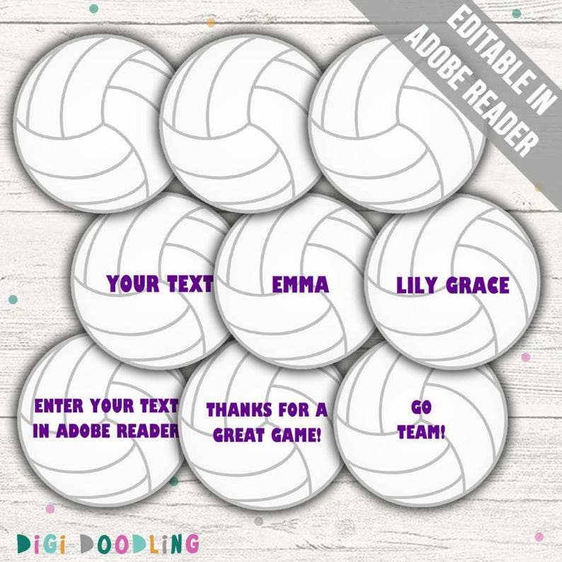 Volleyball Tag Printable Volleyball Name Tags Bag Tags Etsy