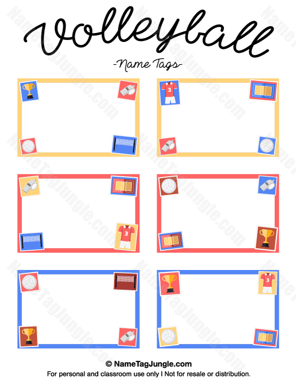 Printable Volleyball Name Tags