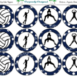 Volleyball Silhouette Printable Party Tags Cupcake Toppers Printab