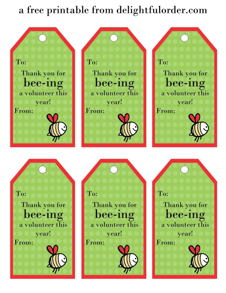 Delightful Order Free Printable Tags Volunteer Appreciation Gifts 