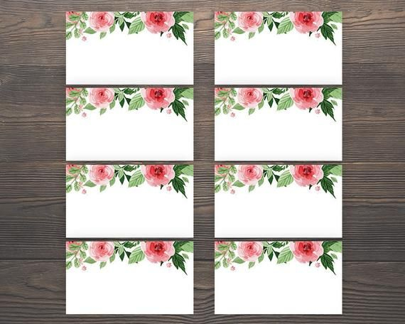Blank Name Tag Template Floral Name Tags Floral Wedding Etsy Name 