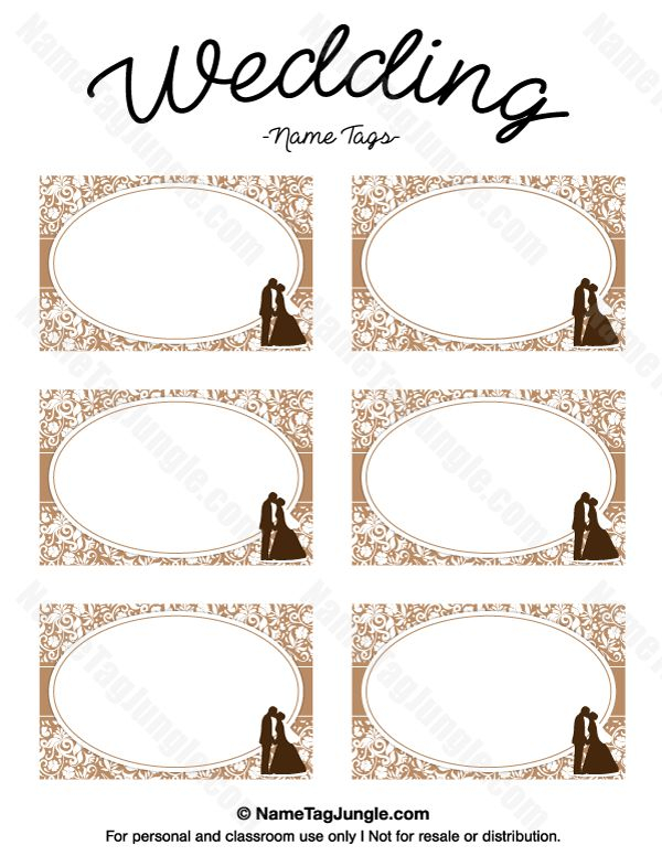 Free Printable Wedding Name Tags The Template Can Also Be Used For