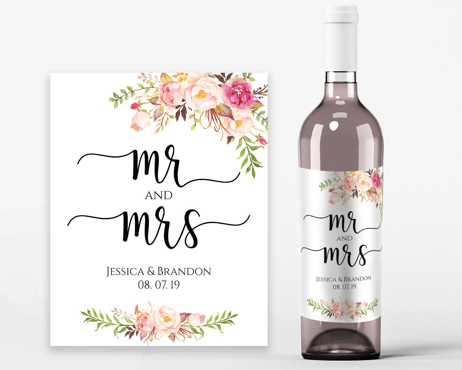 Wedding Wine Labels Wedding Wine Printable Wine Label Template Etsy