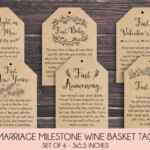 Marriage Milestone Wine Basket Tags A Year Of First Wine Image 0