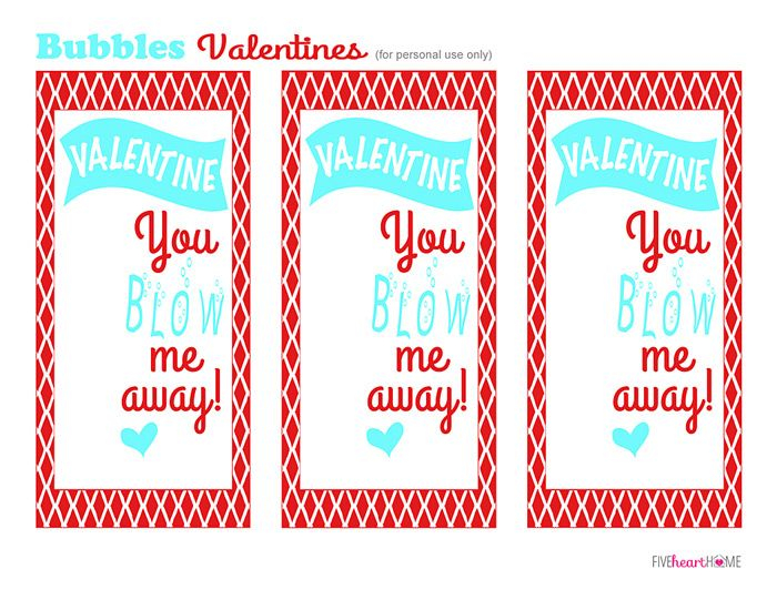 Bubbles Valentines Free Printable Valentine You Blow Me Away 