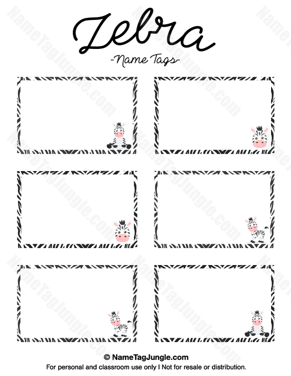 Free Printable Zebra Name Tags The Template Can Also Be Used For