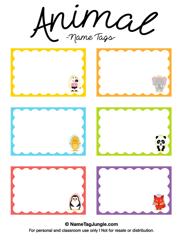 Printable Animal Name Tags Name Tag Templates Preschool Name Tags 