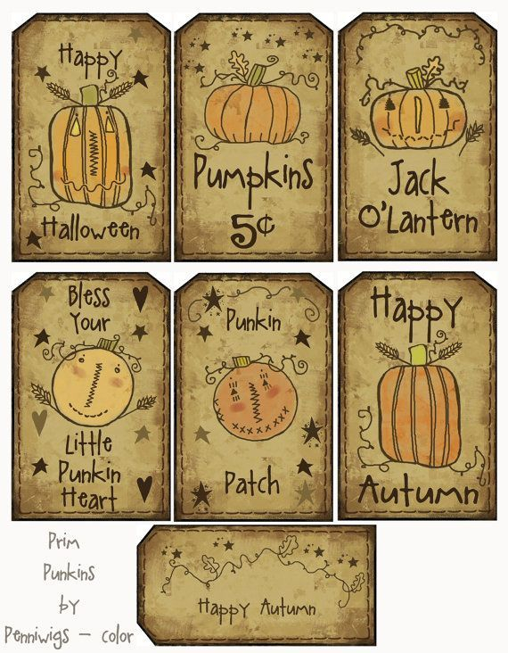 Free Primitive Hang Tags Printable 14 Prim Punkins Hang Tags n