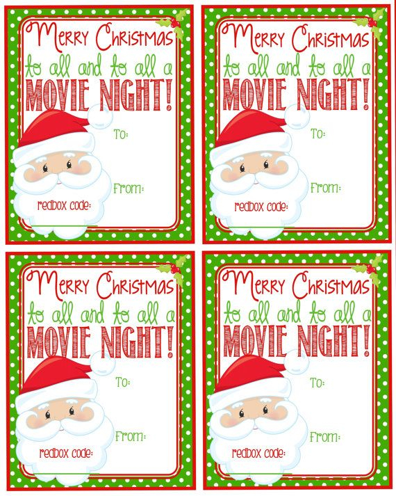 Printable Christmas Redbox Gift Tag Merry Christmas And To All A