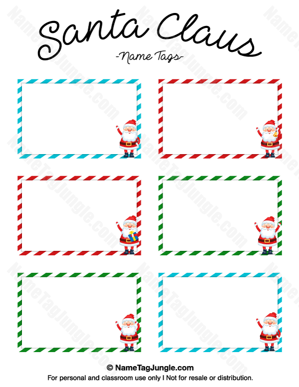 Free Printable Santa Claus Name Tags The Template Can Also Be Used For 