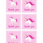 Unicorn Thank You Tags Free Printable Gift Tags Party Printables